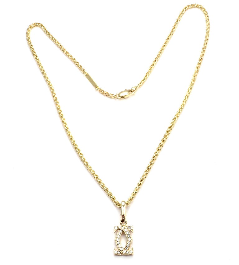 Cartier Diamond Double C Yellow Gold Pendant Necklace at 1stDibs ...