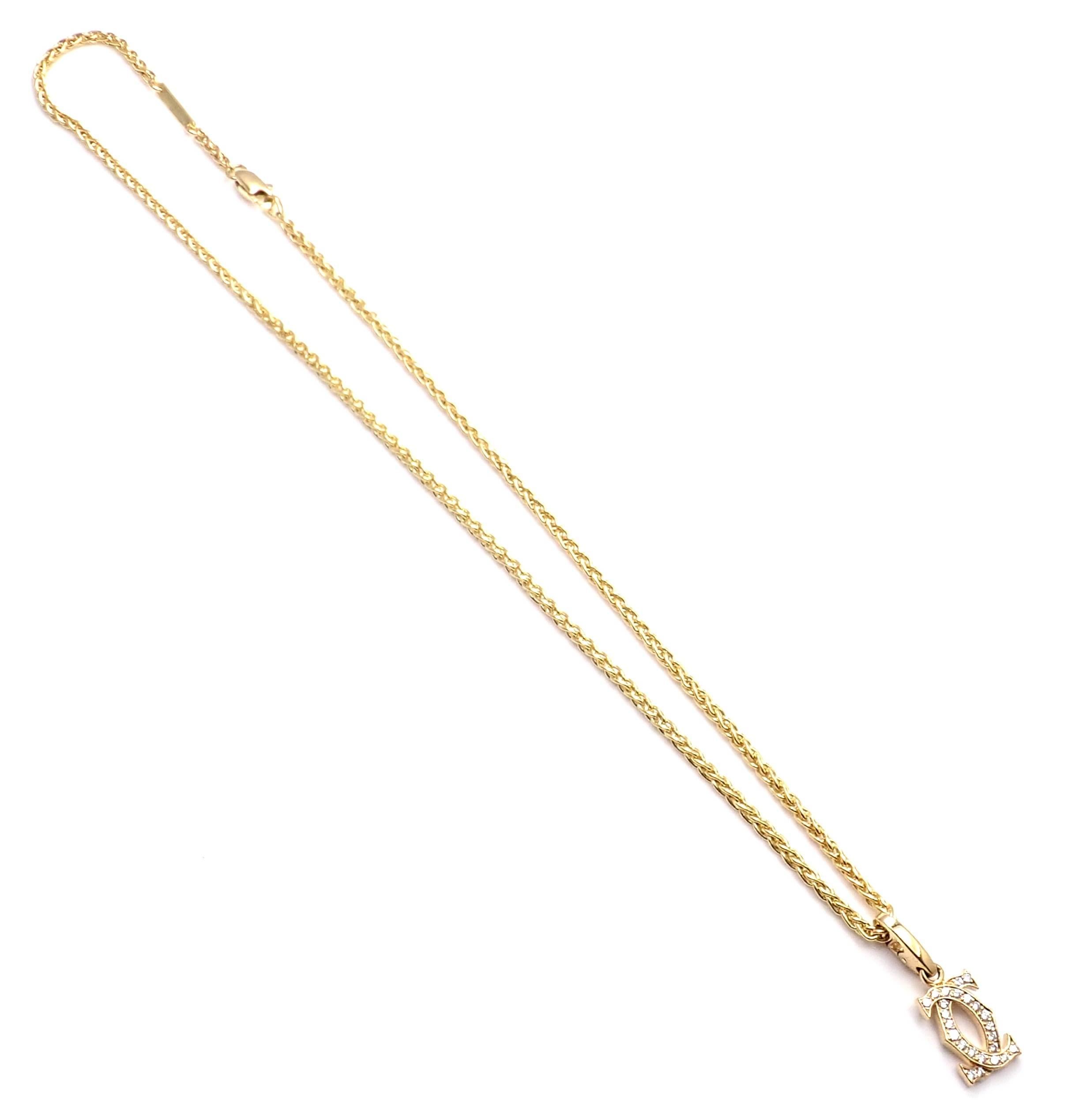 Cartier Diamond Double C Yellow Gold Pendant Necklace 3