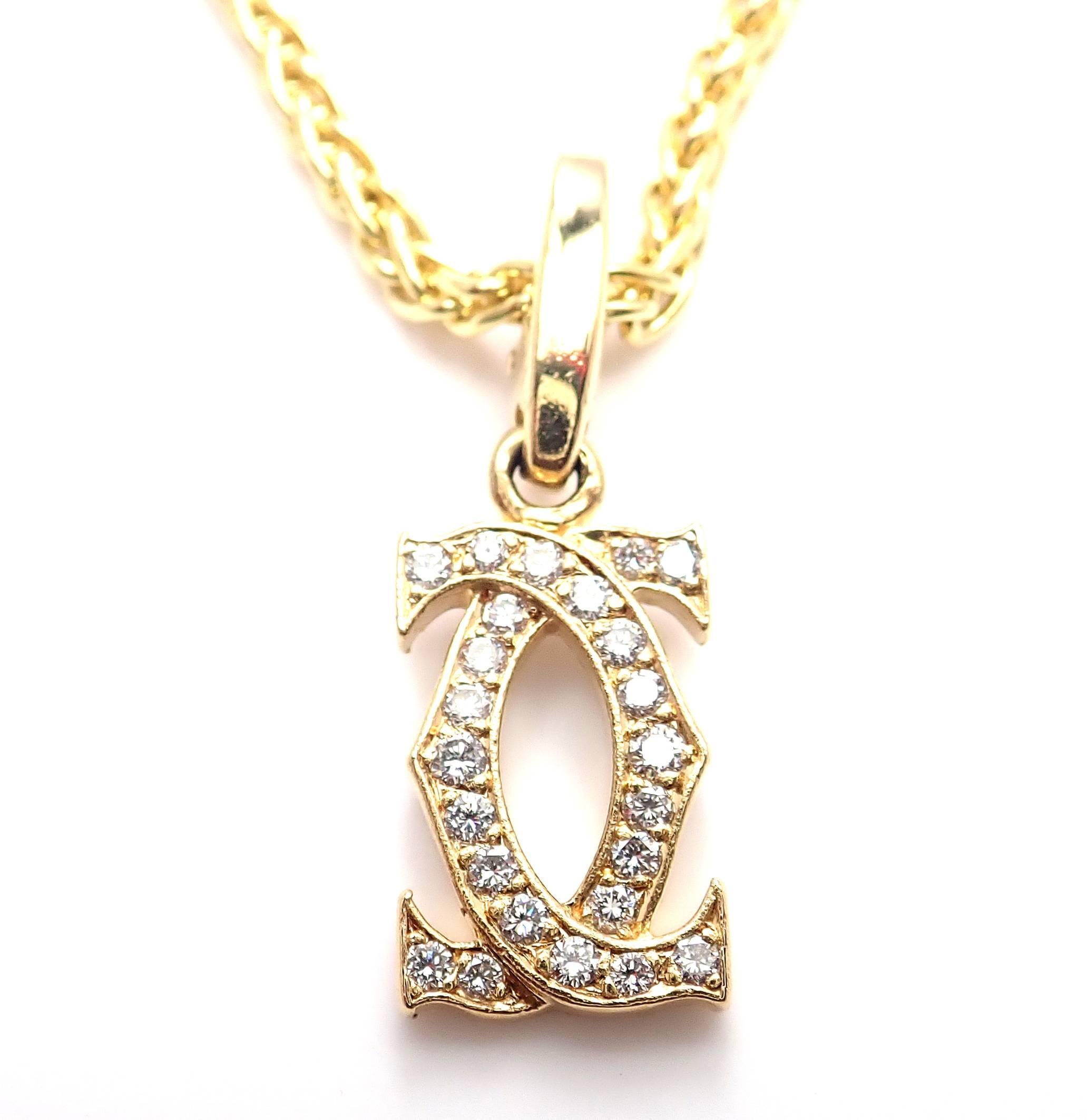 Cartier Diamond Double C Yellow Gold Pendant Necklace 2