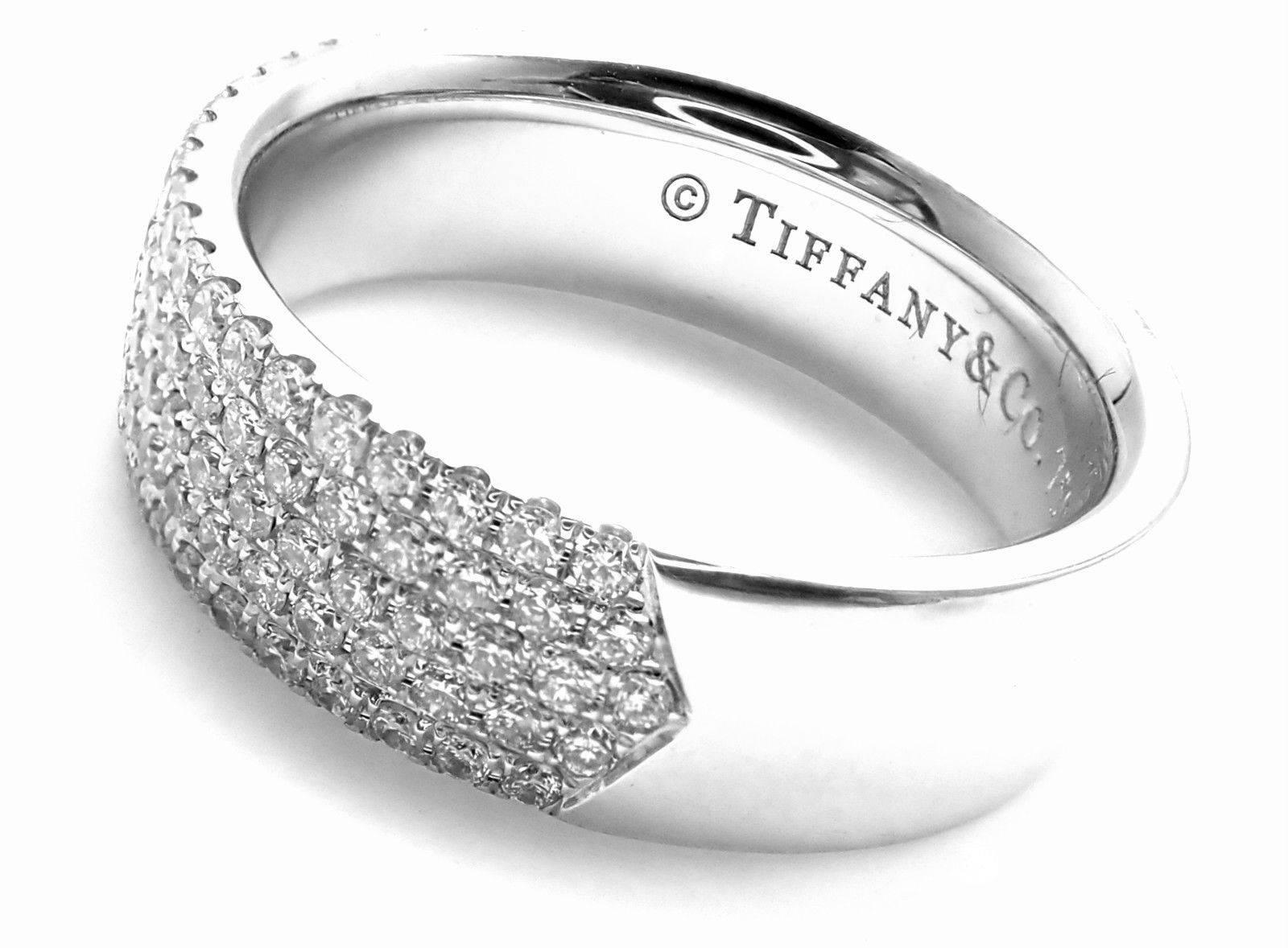 Tiffany & Co. Metro Diamond Five-Row White Gold Band Ring In New Condition In Holland, PA
