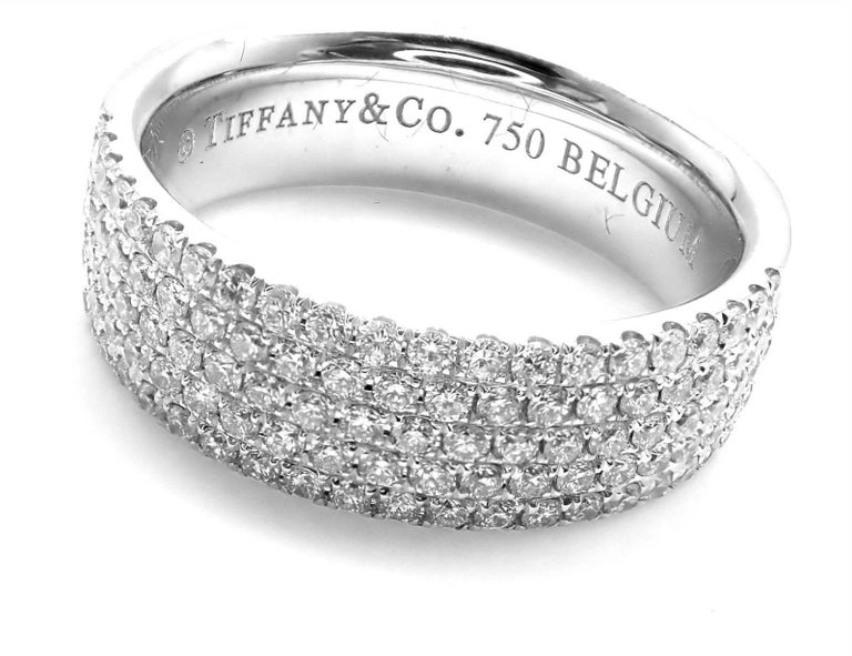  Tiffany  and Co Metro Diamond Five Row White  Gold  Band 