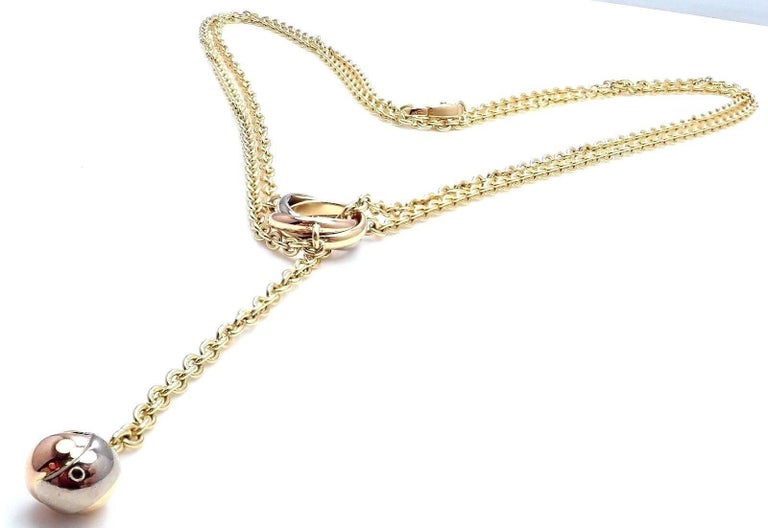 Cartier Baby Trinity Pampilles Lariat TriColor Gold Necklace at