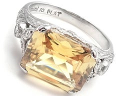 Anillo de platino con citrino y diamantes Mimi So