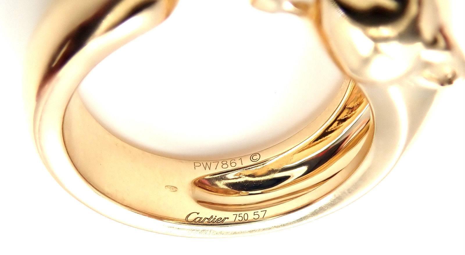 Cartier Panther Panthere Tsavorite Garnet Onyx Yellow Gold Band Ring 5