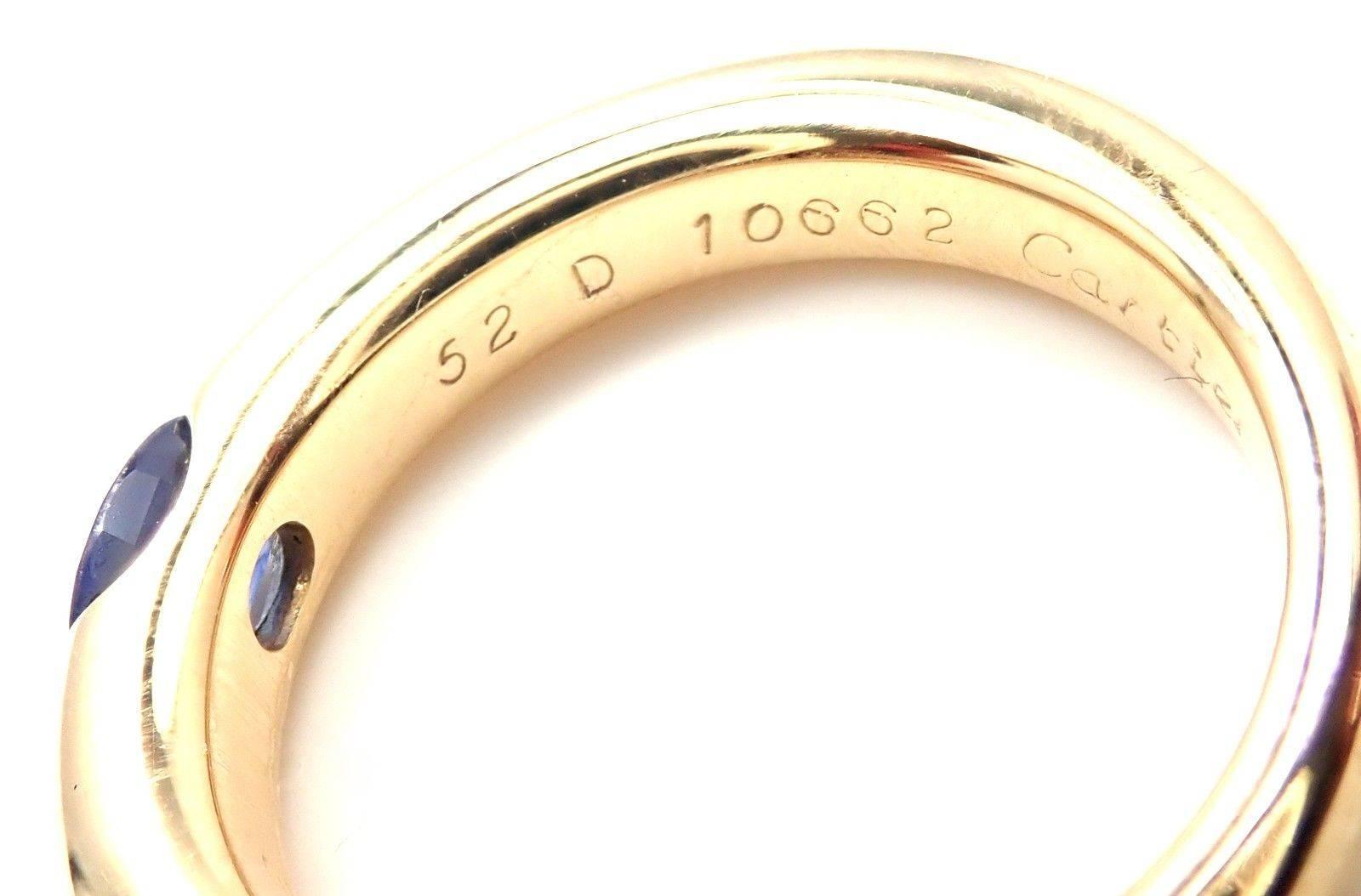 Women's or Men's Cartier Sapphire Ellipse Yellow Gold Band Ring