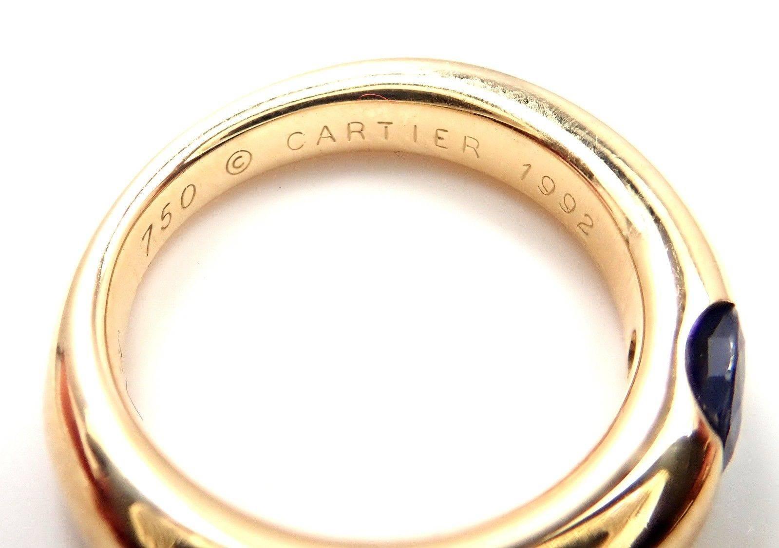 Cartier Sapphire Ellipse Yellow Gold Band Ring 2