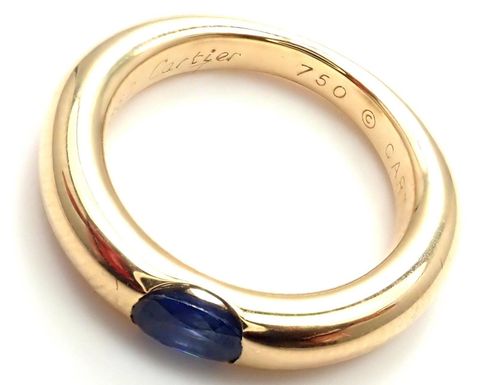 Cartier Sapphire Ellipse Yellow Gold Band Ring 3