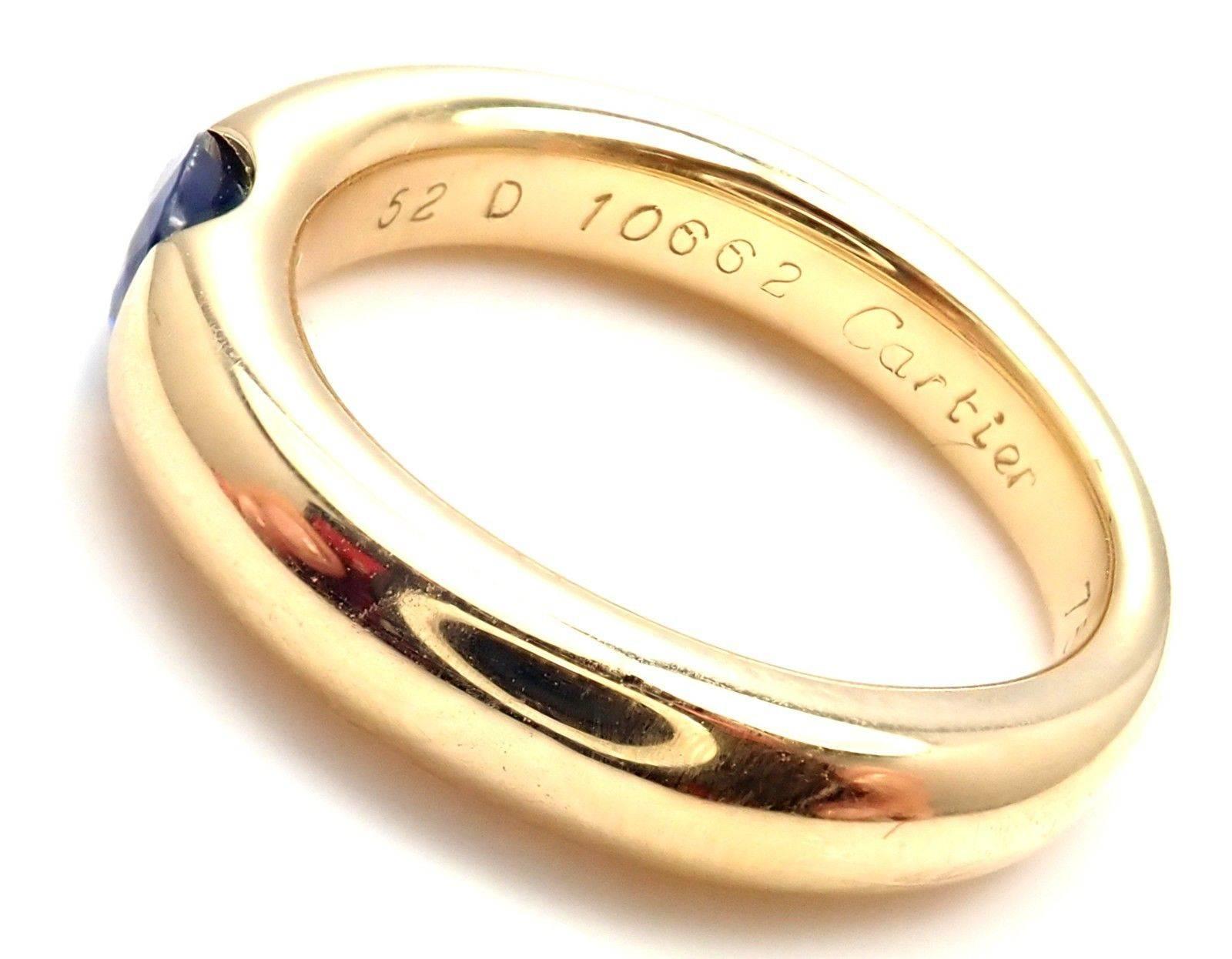 Cartier Sapphire Ellipse Yellow Gold Band Ring In New Condition In Holland, PA