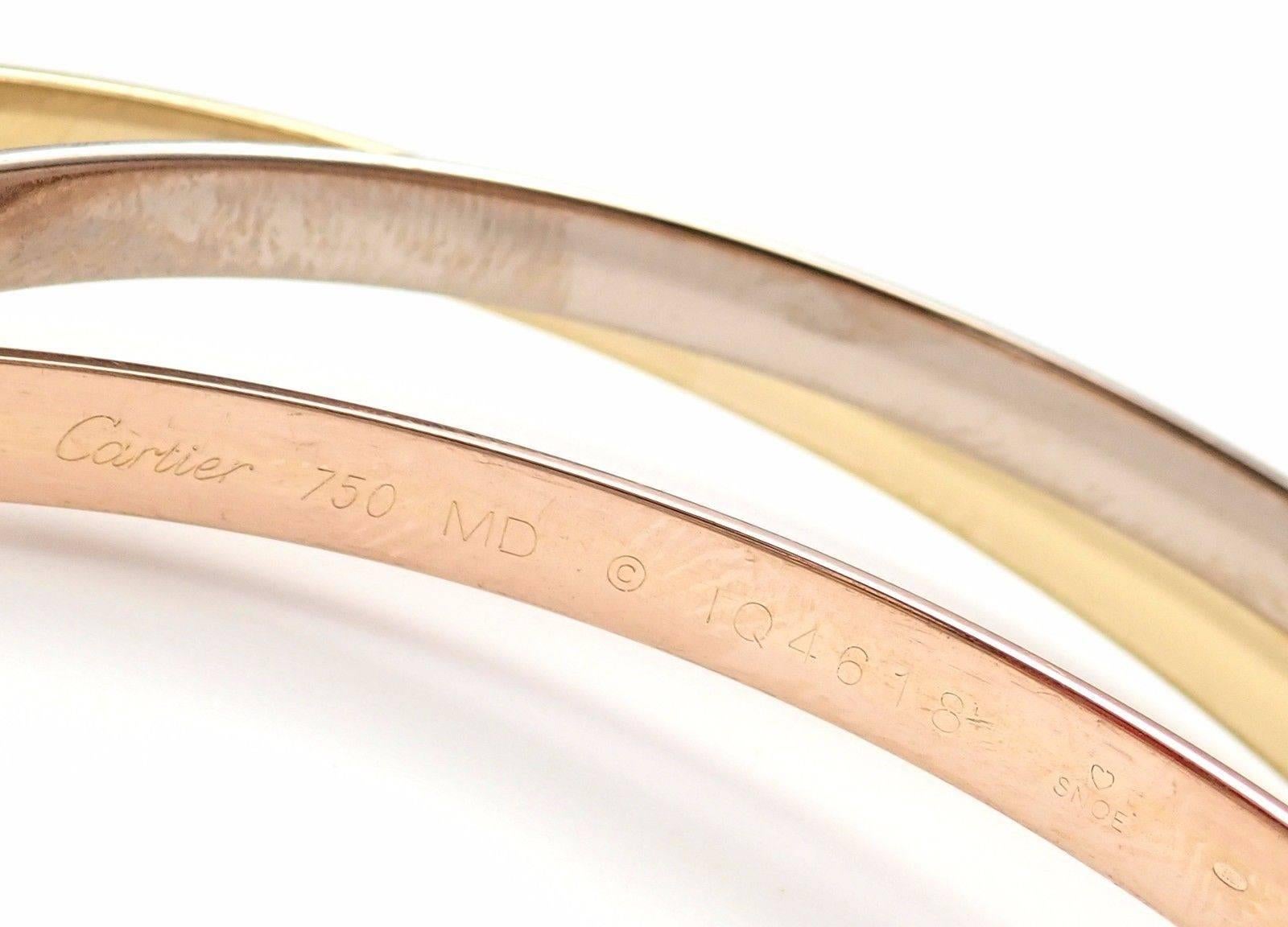 Women's or Men's Cartier Trinity Rolling Tri-Colored Gold Bangle Bracelet