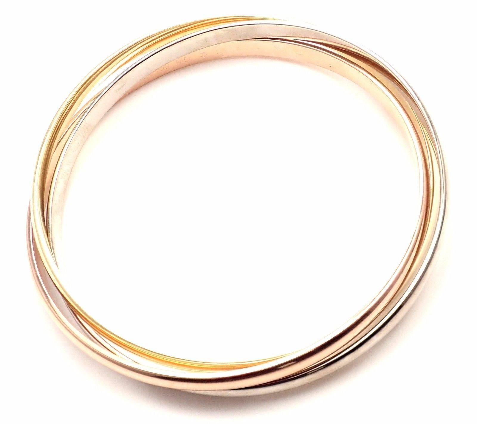Cartier Trinity Rolling Tri-Colored Gold Bangle Bracelet 4