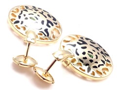 Cartier Panther Panthere Lack Tsavorit Granat Gelbgold Ohrringe