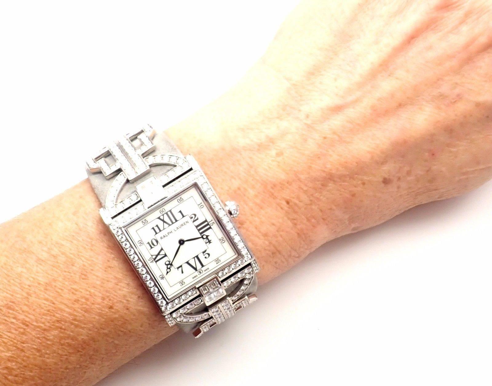Ralph Lauren Ladies White Gold Diamond 867 Small manual Wristwatch 6