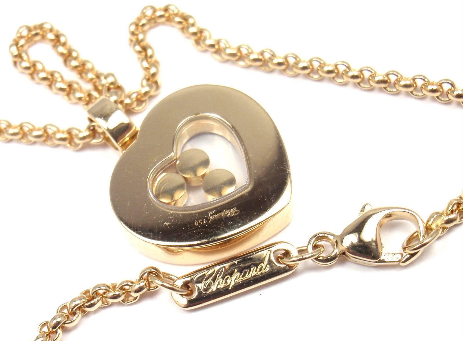 Chopard Diamond Happy Heart Yellow Gold Pendant Necklace In New Condition In Holland, PA