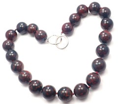 Tiffany & Co Paloma Picasso Sterling Silver Bloodstone Large Bead Necklace