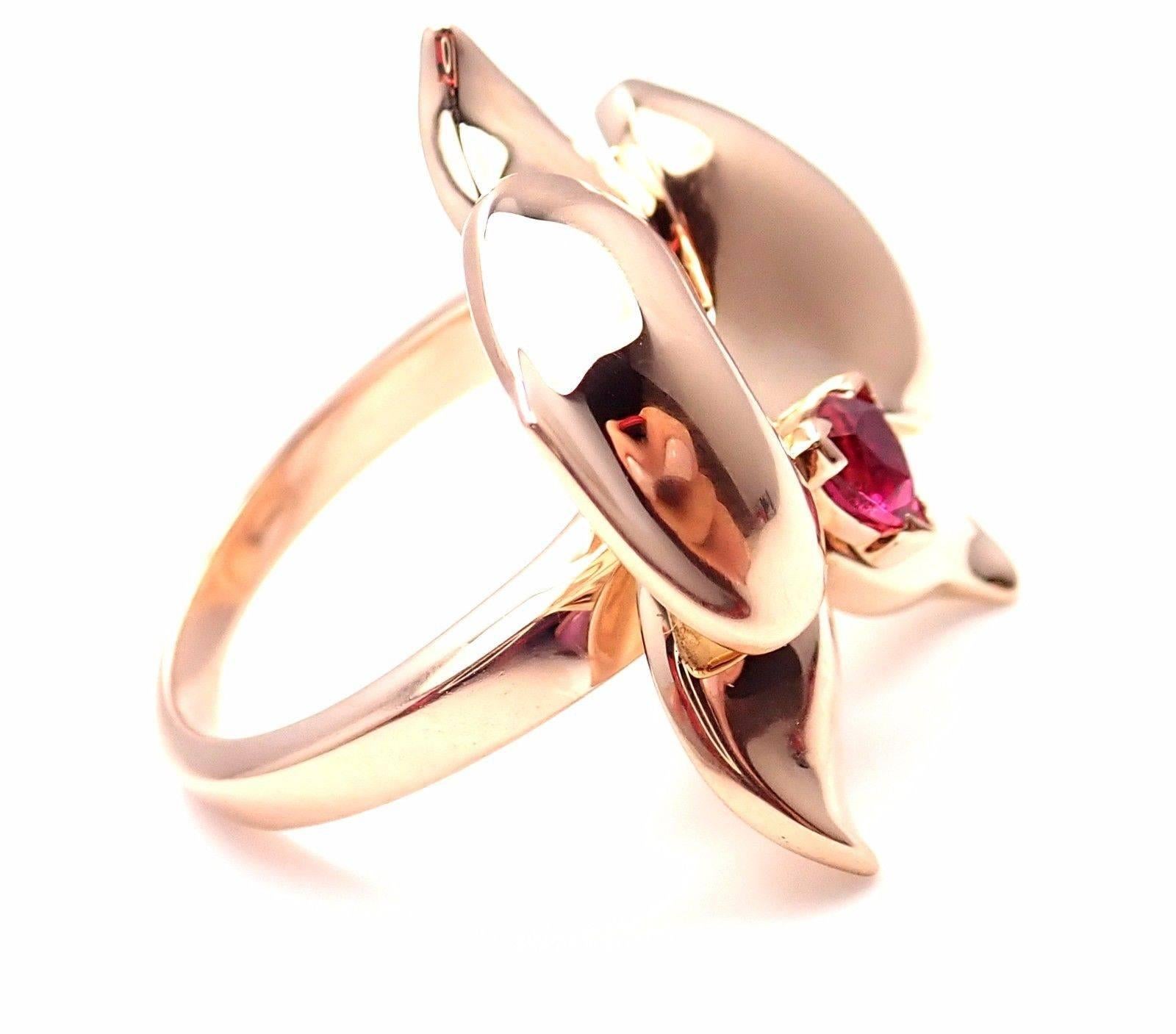 Women's or Men's Cartier Caresse D'orchidees Pink Sapphire Large Rose Gold Ring