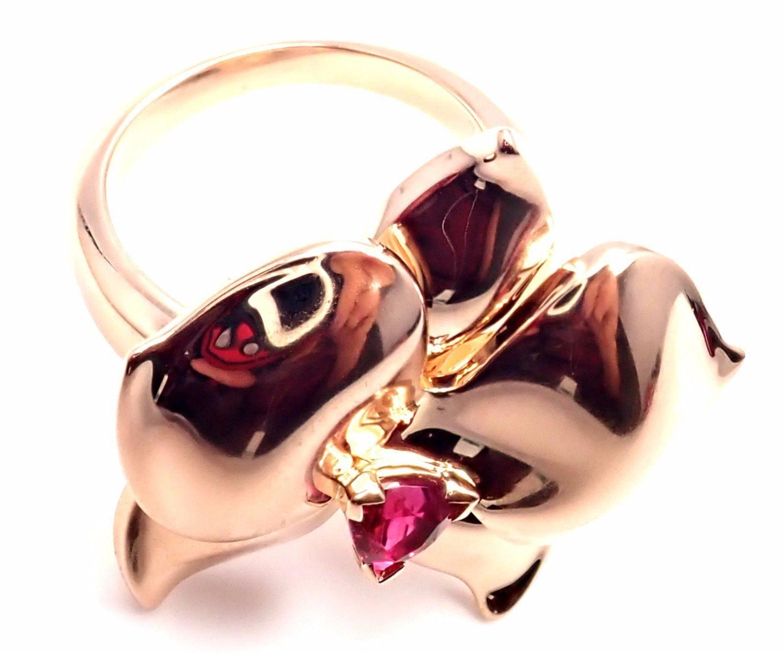 Cartier Caresse D'orchidees Pink Sapphire Large Rose Gold Ring 2