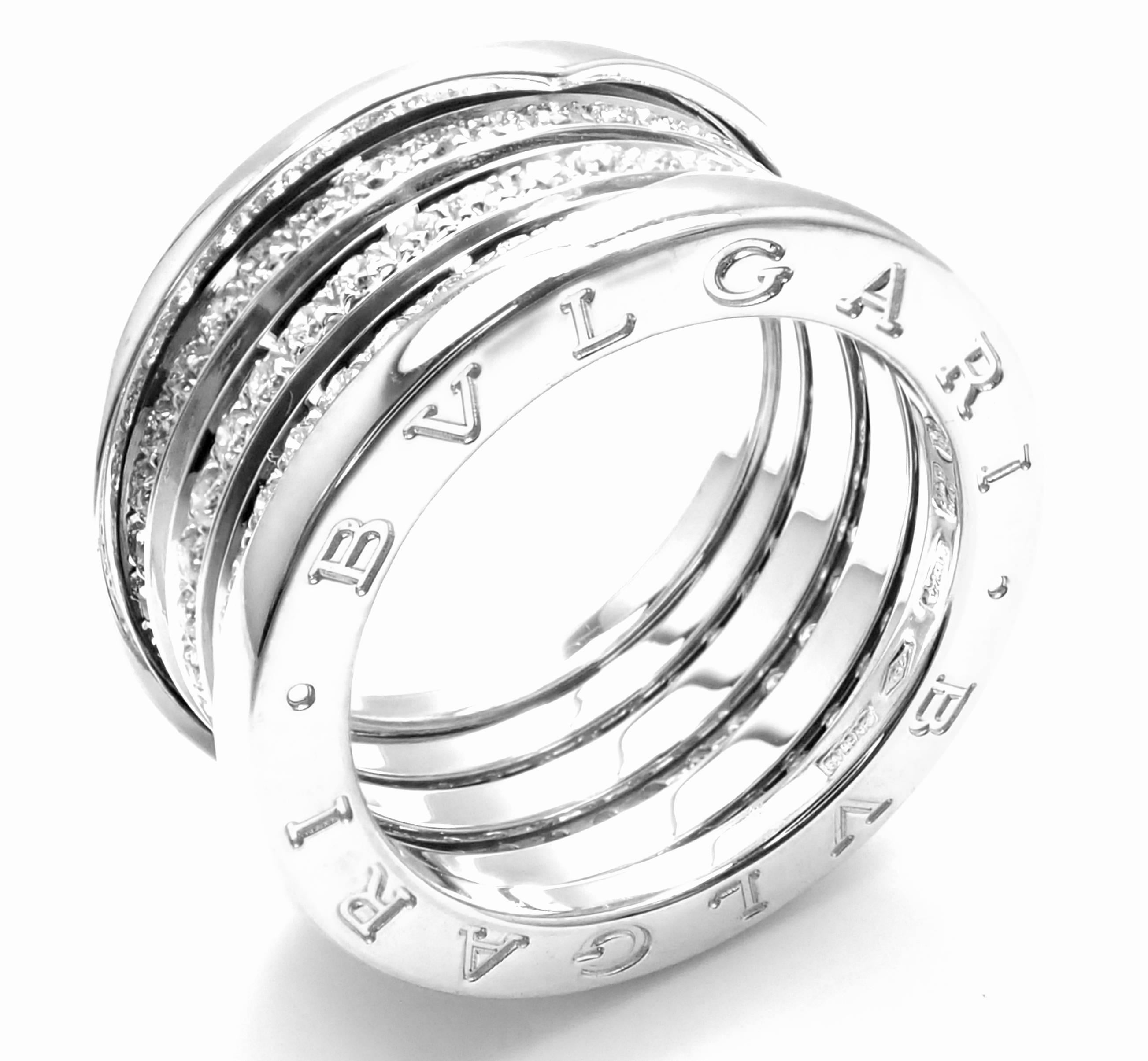 Bulgari B-Zero Pave Diamant Vier Band Weißgold Ring im Zustand „Neu“ in Holland, PA