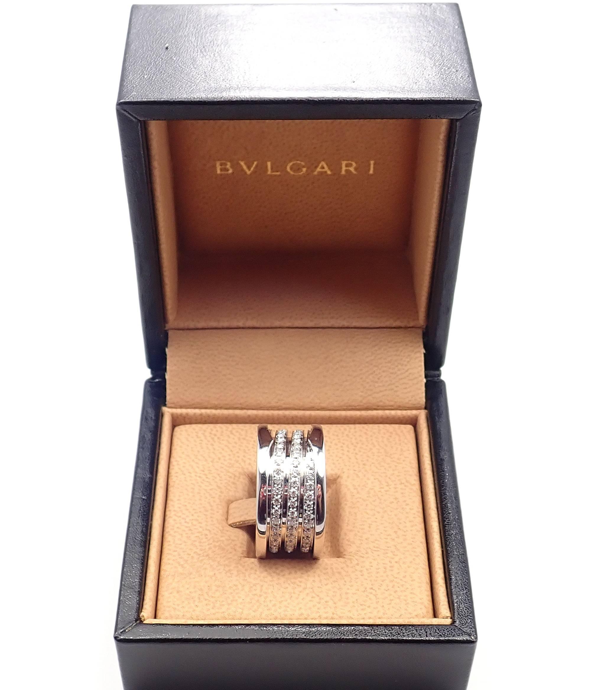 Bulgari B-Zero Pave Diamant Vier Band Weißgold Ring 5