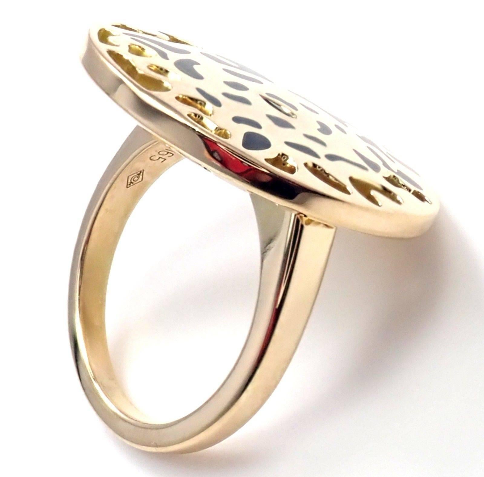 Cartier Panther Panthere Lacquer Tsavorite Garnet Yellow Gold Ring In New Condition In Southampton, PA