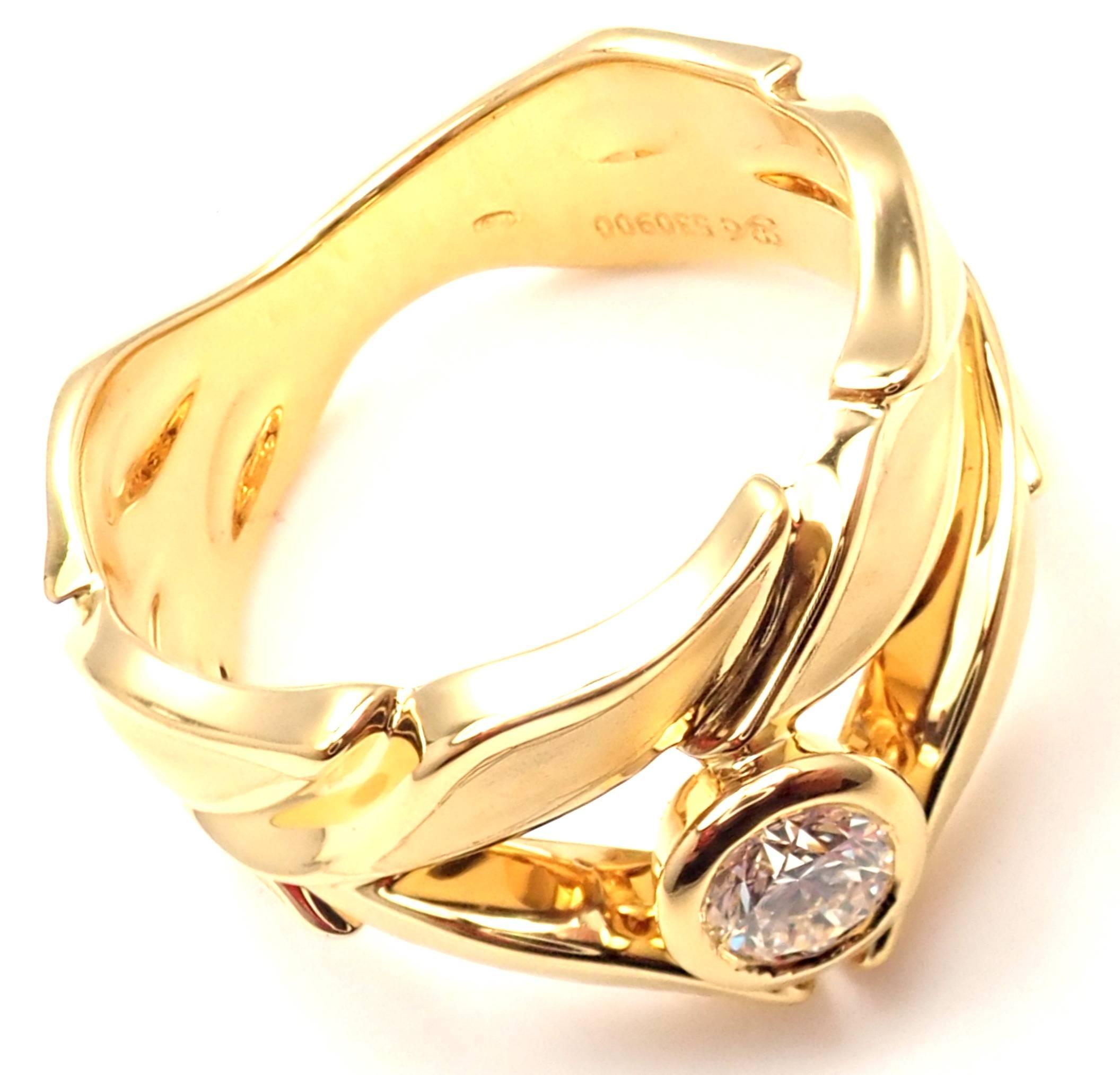 Carrera Y Carrera Mi Princes Greco Römischer Diamant Krone Gelbgold Band Ring im Angebot 1
