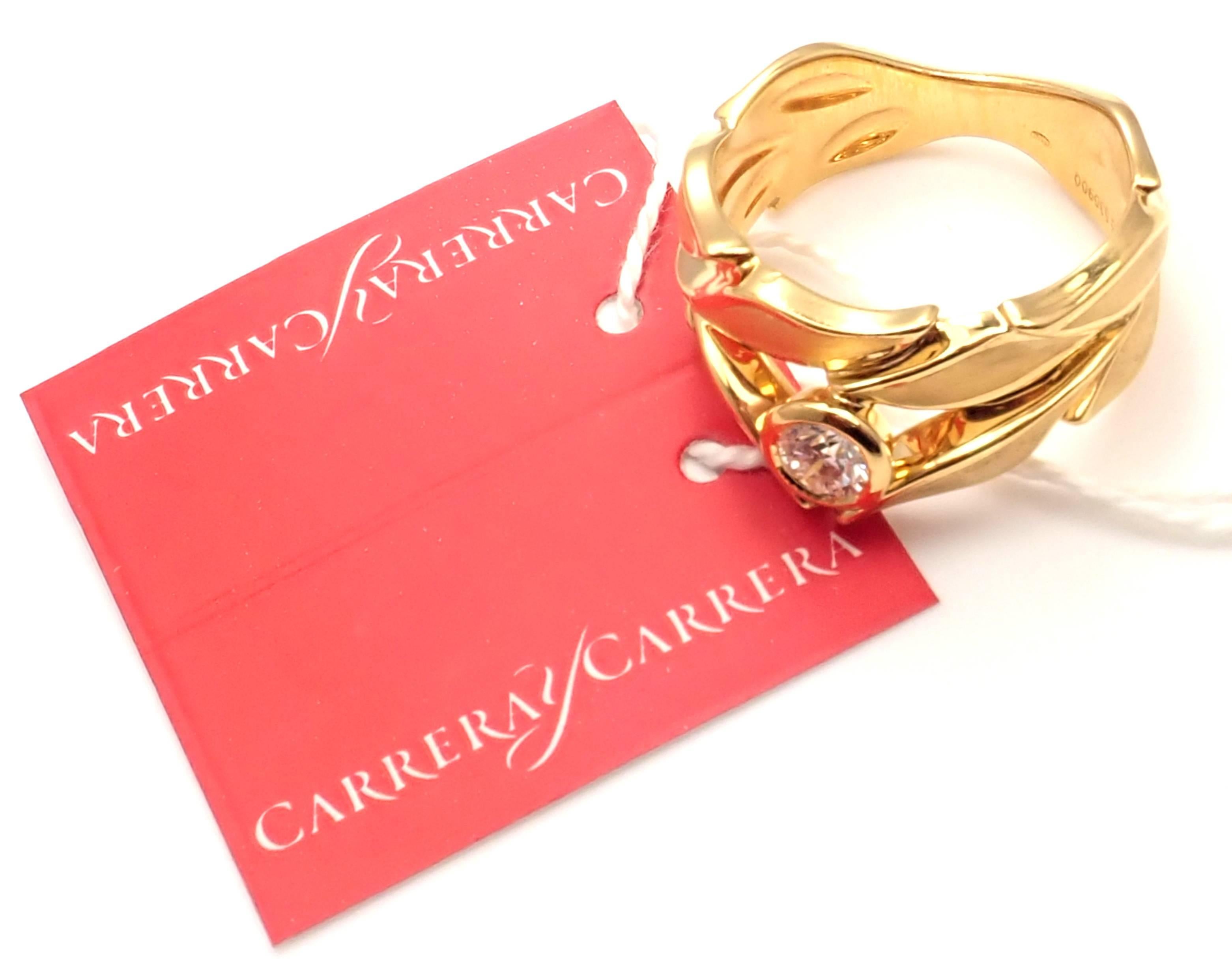 Carrera Y Carrera Mi Princes Greco Roman Diamond Crown Yellow Gold Band Ring For Sale 2