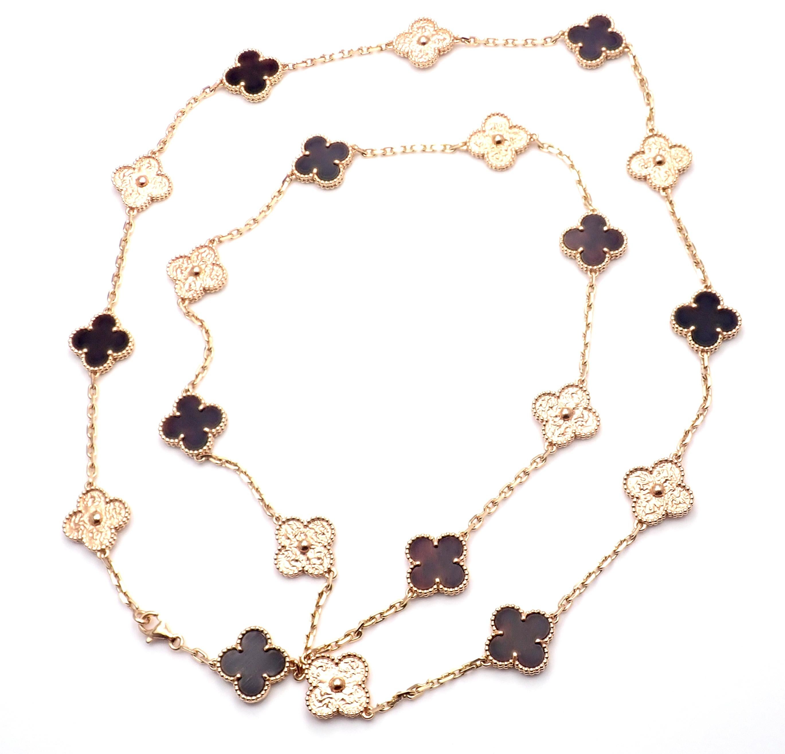 Van Cleef & Arpels Limitierte Auflage Alhambra Bois D'amourette Rose Gold Halskette für Damen oder Herren