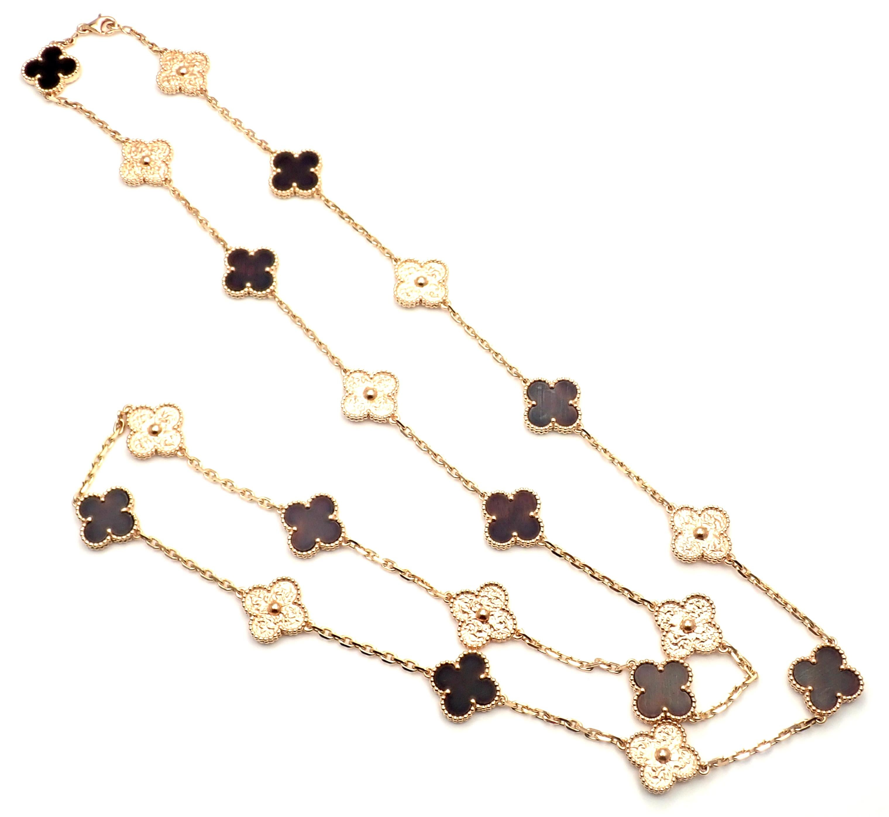 Van Cleef & Arpels Limitierte Auflage Alhambra Bois D'amourette Rose Gold Halskette 1