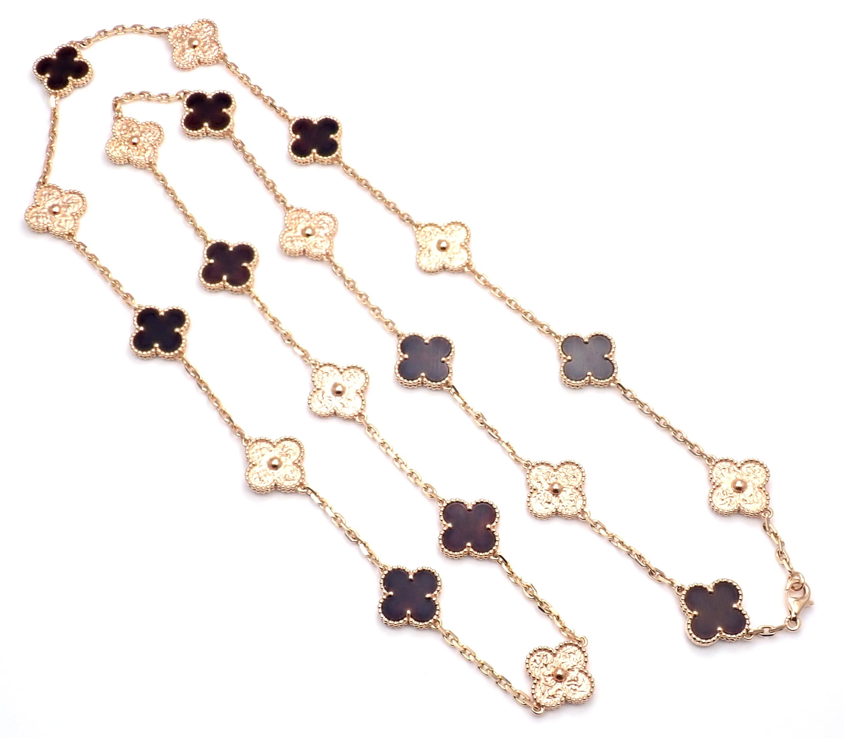 Van Cleef & Arpels Limitierte Auflage Alhambra Bois D'amourette Rose Gold Halskette 2
