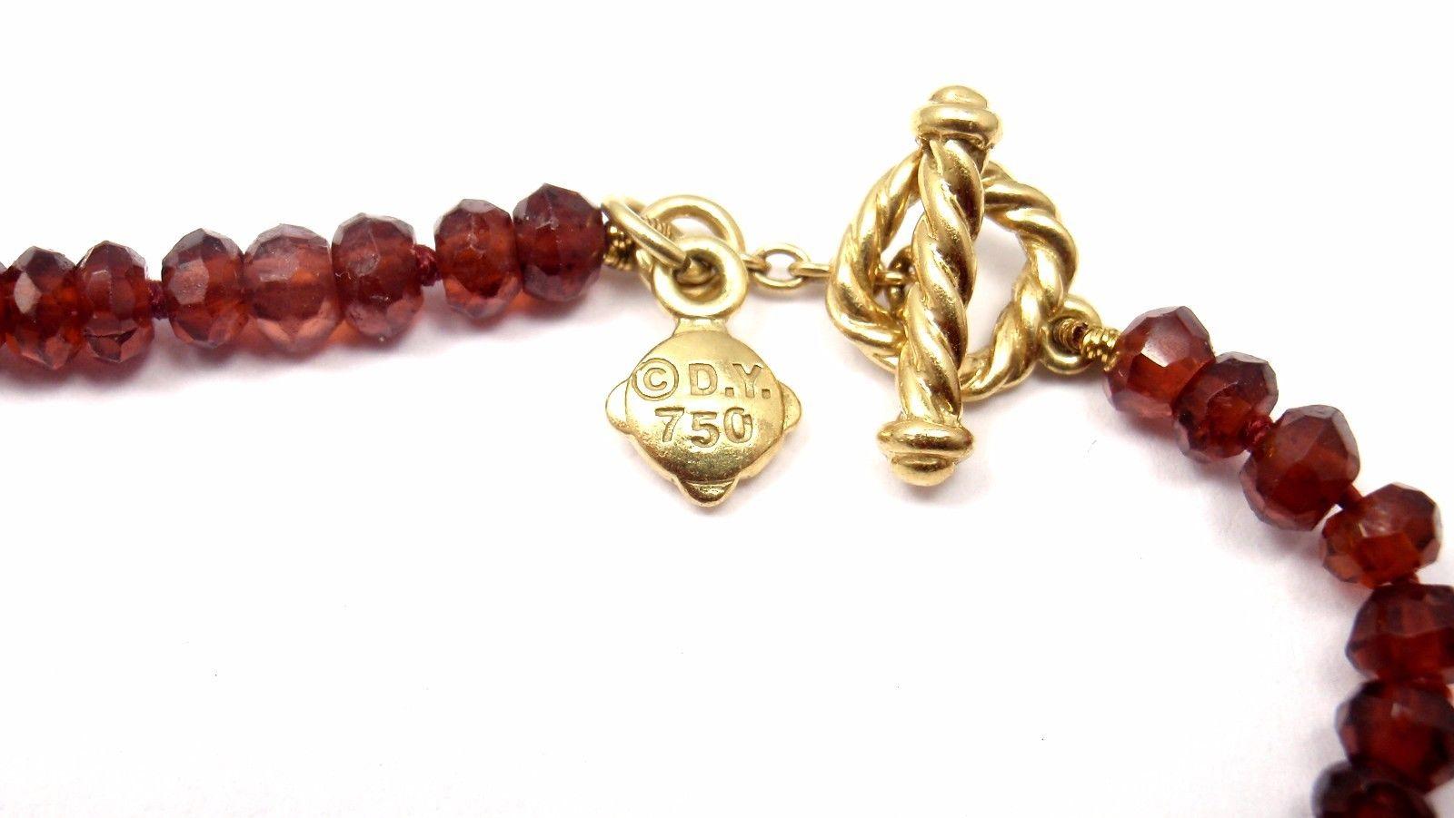 David Yurman Garnet Rondelle Pearl Diamond Yellow Gold and Silver Necklace 1