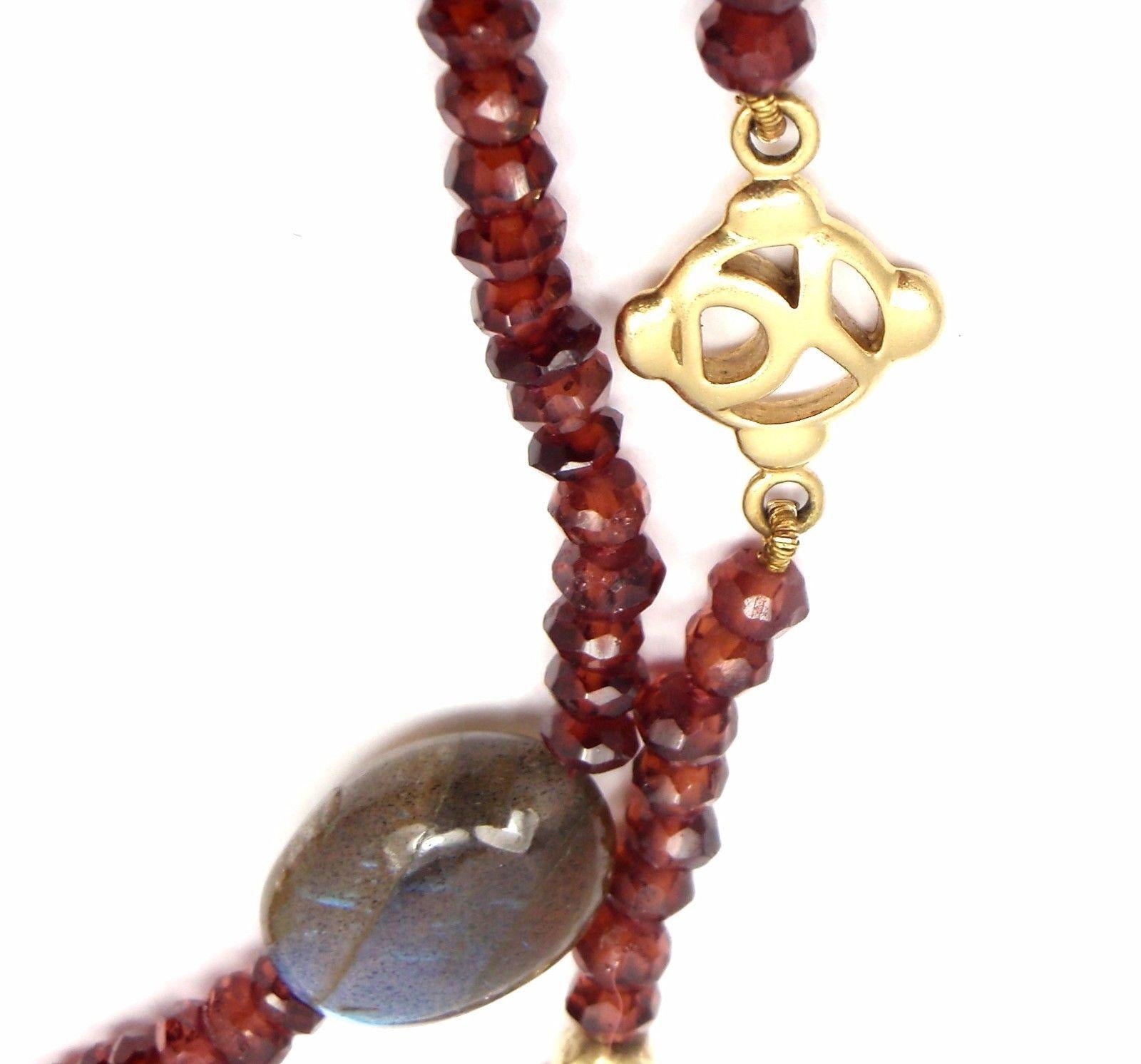 David Yurman Garnet Rondelle Pearl Diamond Yellow Gold and Silver Necklace 3