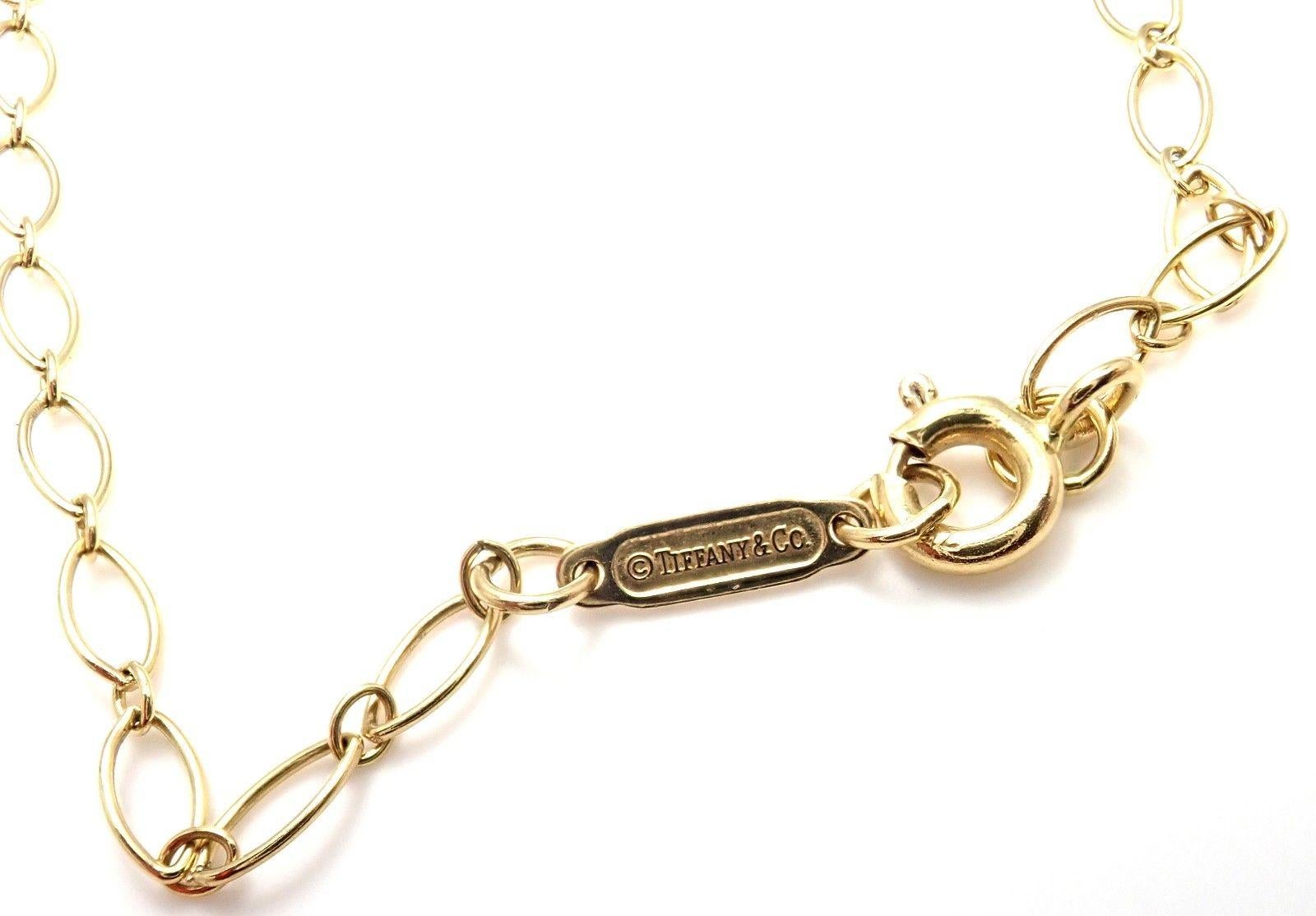 Tiffany & Co. Trefoil Schlüsselanhänger Oval Gliederkette Gelbgold Halskette 3