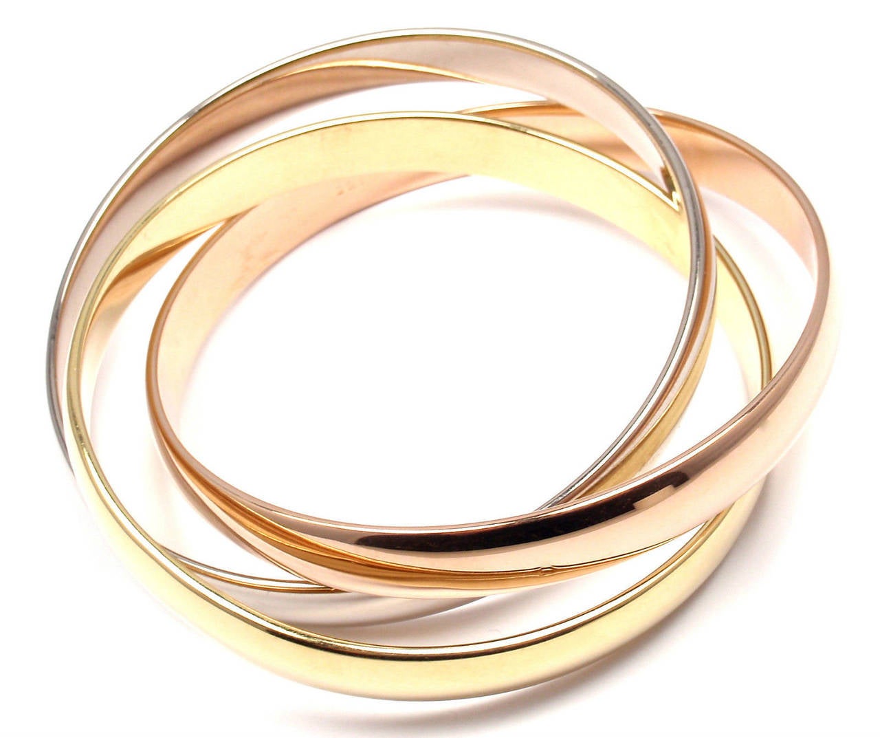 Cartier Trinity Rolling Large Model Tri-Colored Gold Bangle Bracelet 1