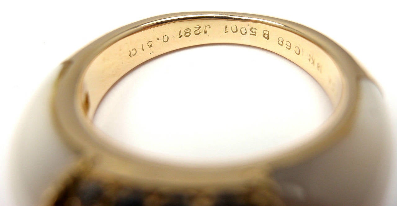 Women's Van Cleef & Arpels White Agate Diamond Gold Ring