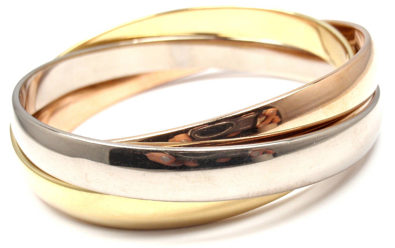 Women's Cartier Trinity Rolling Large Model Tri-Colored Gold Bangle Bracelet