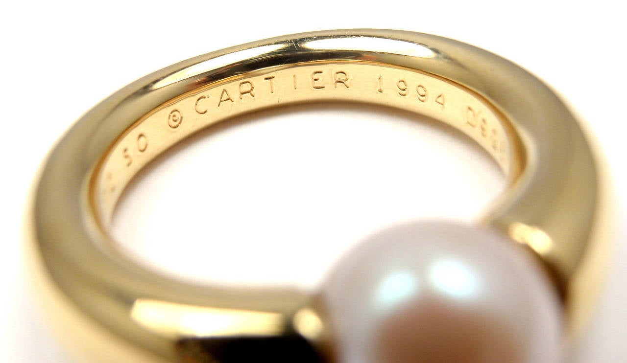 Cartier Pearl Yellow Gold Band Ring 3