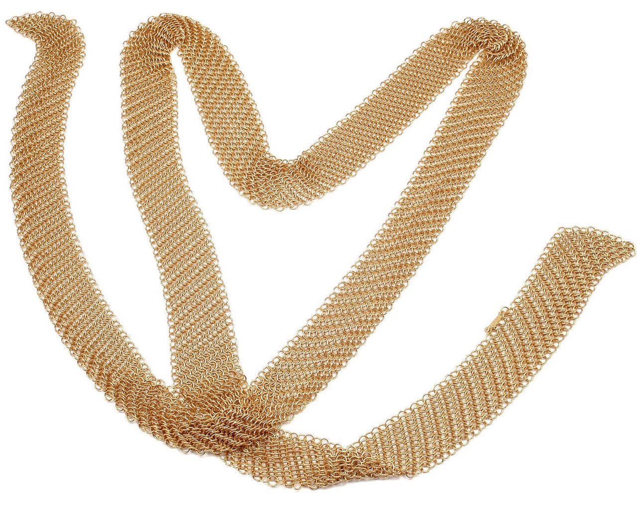 Tiffany & Co. Elsa Peretti Gold Mesh Necklace In New Condition In Holland, PA