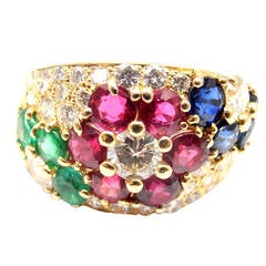 Van Cleef & Arpels Ruby Emerald Sapphire Gold Ring