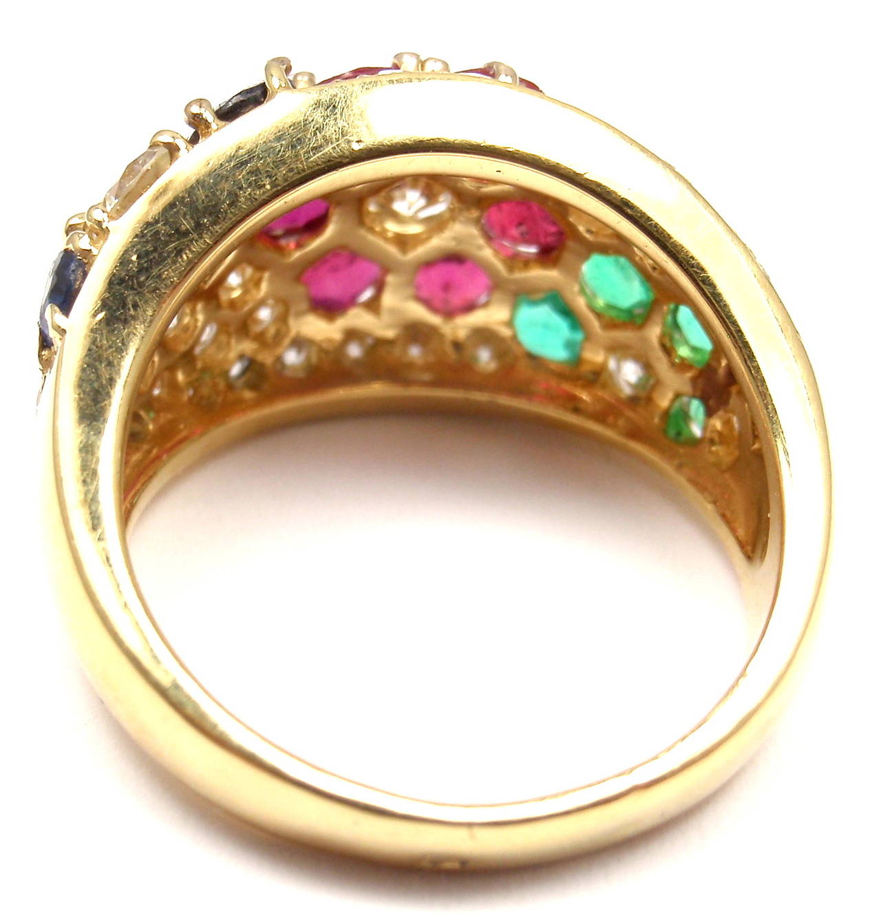 Van Cleef & Arpels Ruby Emerald Sapphire Gold Ring 1
