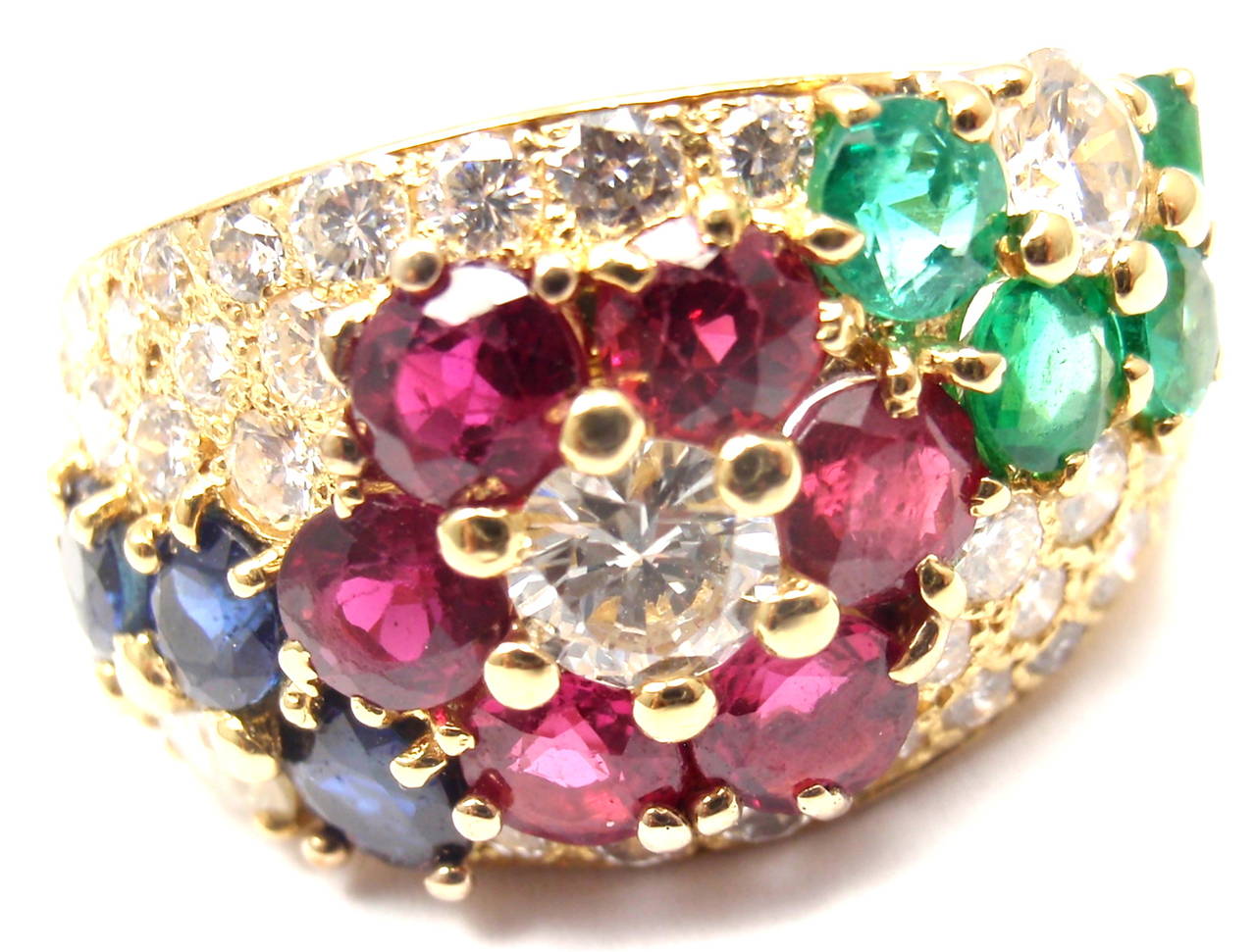 Van Cleef & Arpels Ruby Emerald Sapphire Gold Ring 5