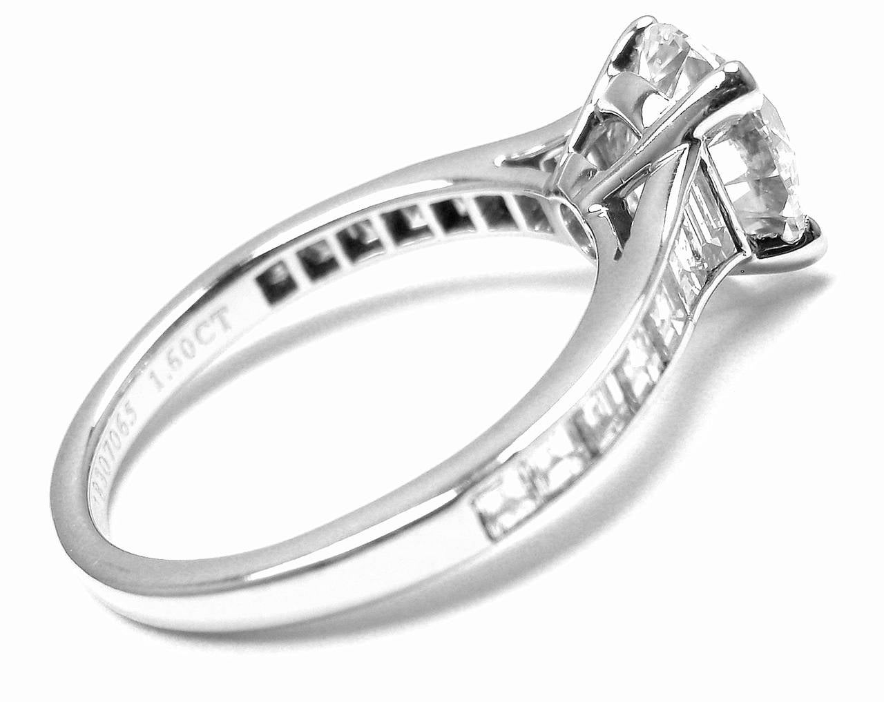 Tiffany & Co. 1.60 Carat VVS2 D Color Diamond Solitaire Platinum Engagement Ring In New Condition In Holland, PA