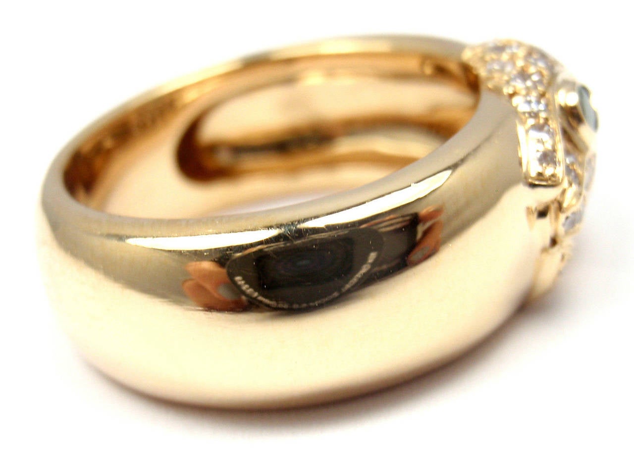 Women's Cartier Panther Emerald Diamond Gold Band Ring
