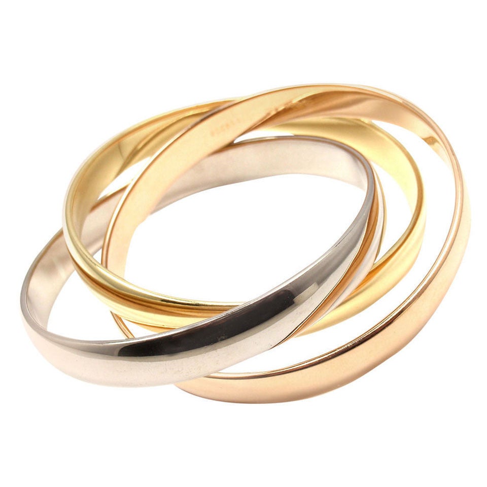 Cartier Trinity Rolling Large Model Tri-Colored Gold Bangle Bracelet