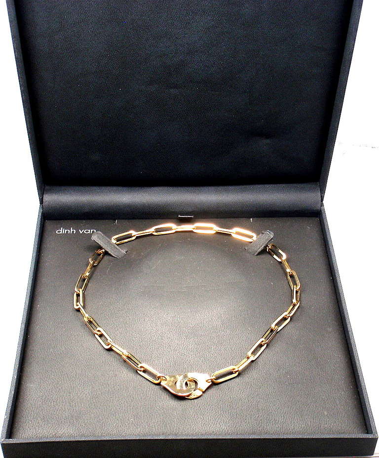 Dinh Van Menottes Handcuffs Link Yellow Gold Necklace In New Condition In Holland, PA