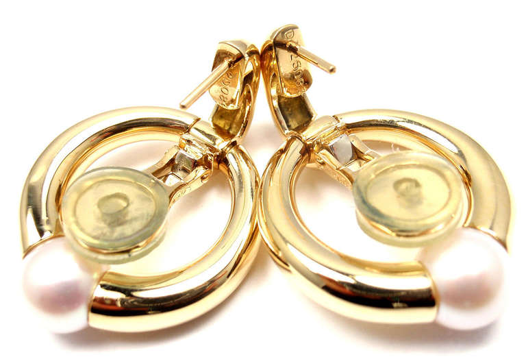 Cartier Zuchtperlen Gold Türklopfer-Ohrringe 2
