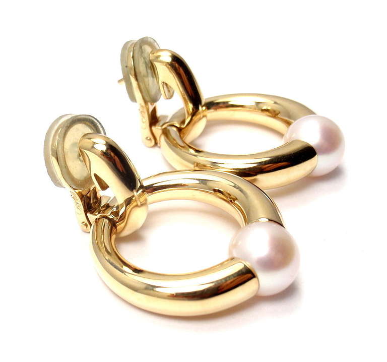 Cartier Zuchtperlen Gold Türklopfer-Ohrringe 5