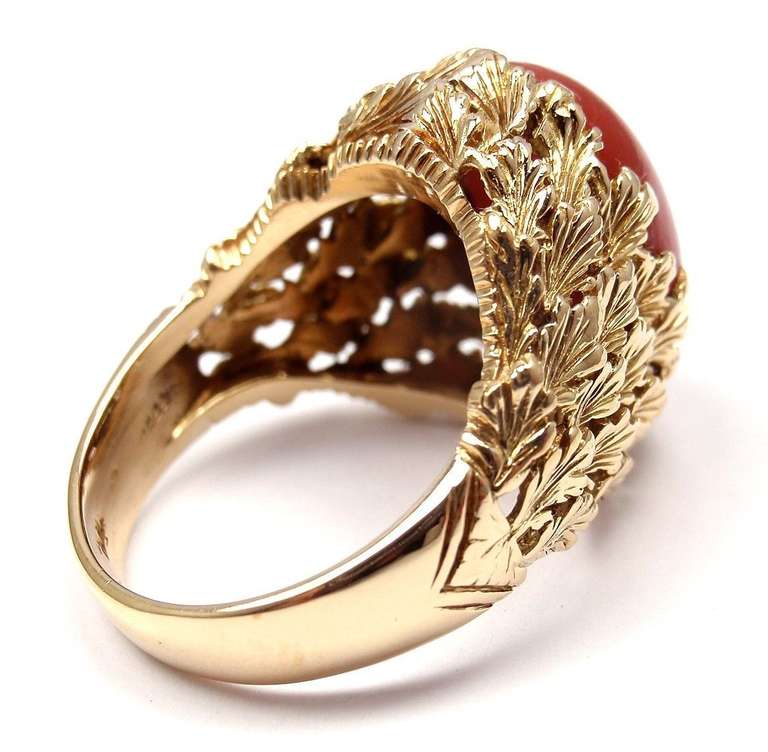 TIFFANY & CO Coral Yellow Gold Ring In New Condition In Holland, PA