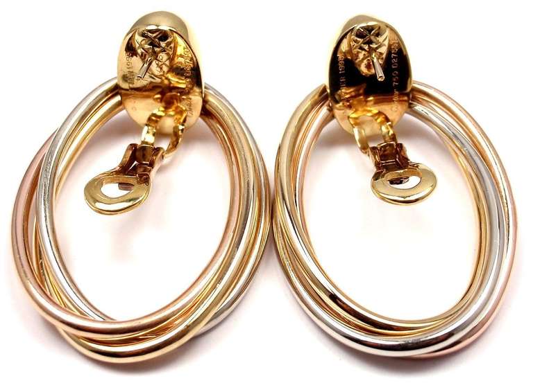 CARTIER Trinity Oval Hoop Tri-Colored Gold Earrings 1