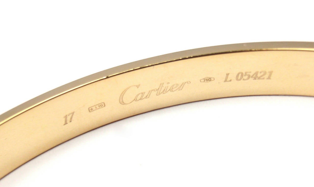 Cartier Gold Love Bangle Bracelet In New Condition In Holland, PA
