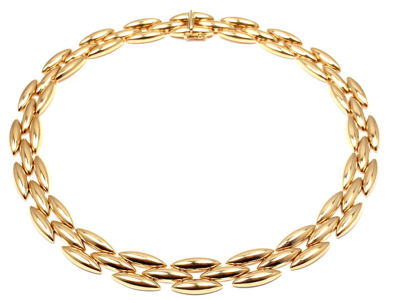 Women's Cartier Three Row Rice Link Gold Gentiane Necklace