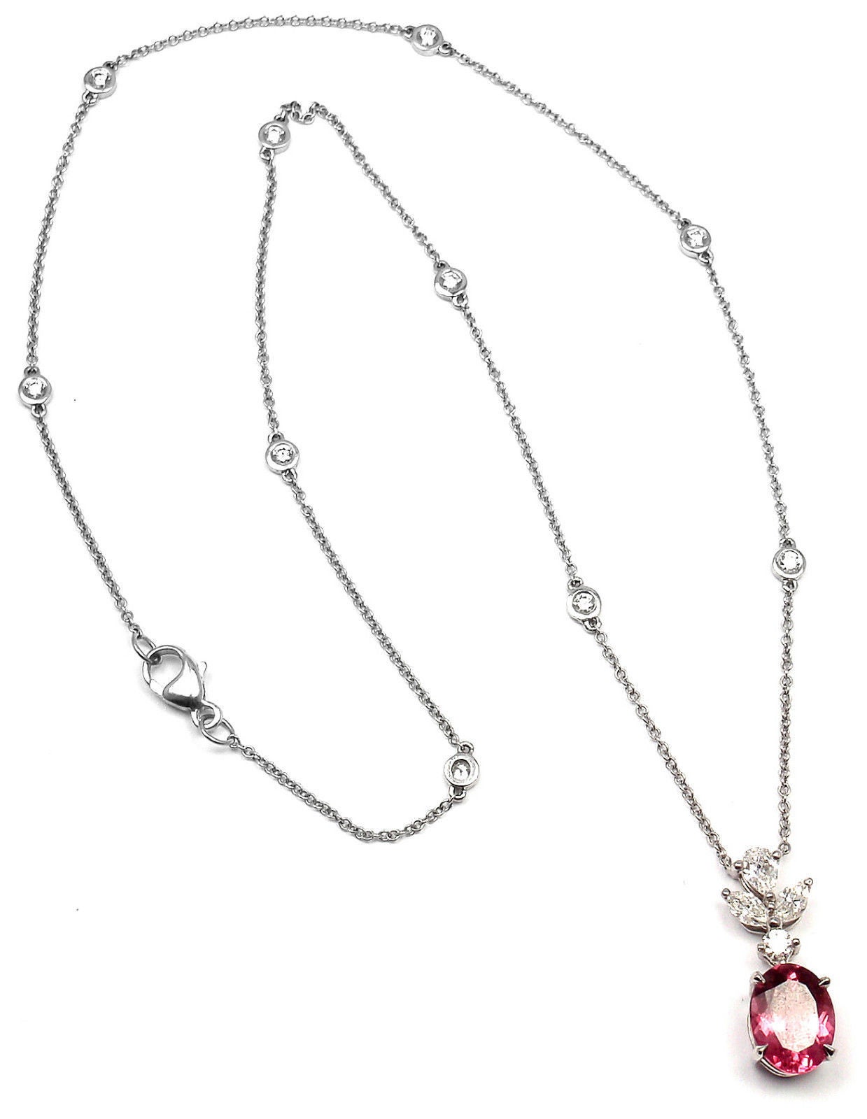 Tiffany & Co. Pink Tourmaline Diamond Platinum Necklace